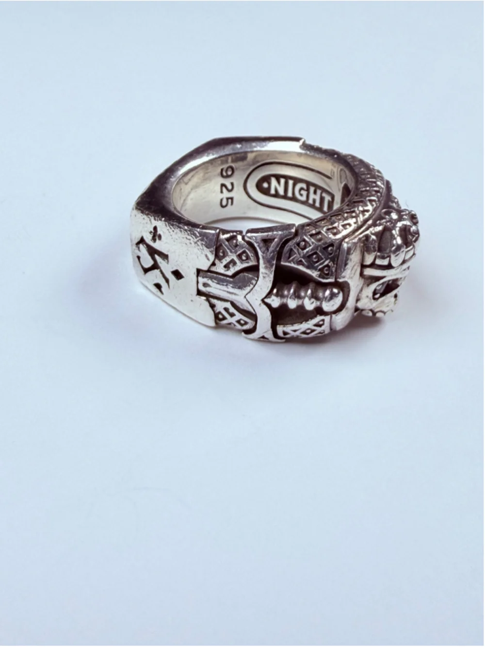 NightRider King's Ring Black Onyx Eyes 925 Sterling Silver Biker Ring $690